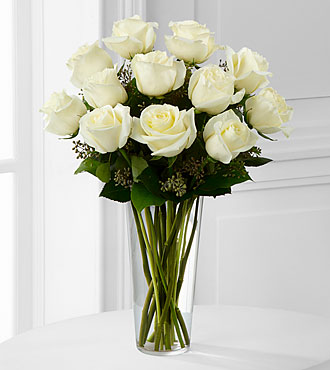 Una docena de rosas blancas de tallo largo - Product image