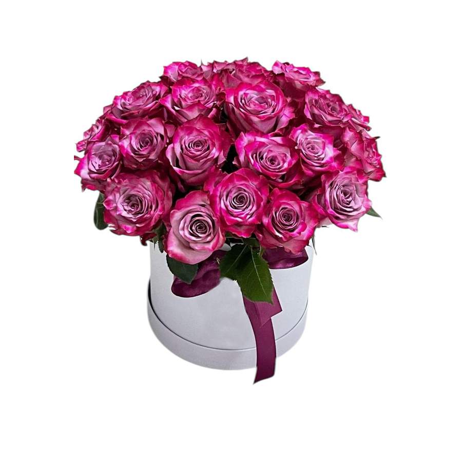21 rosas moradas en caja - Product image