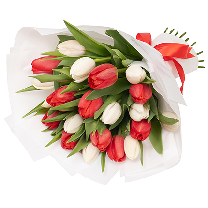 Bouquet, 21 Pink and White Tulips - Gallery image