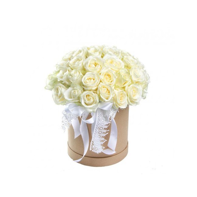 21 rosas blancas en caja - Product image
