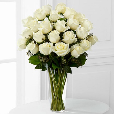 24 rosas blancas de tallo largo - Product image