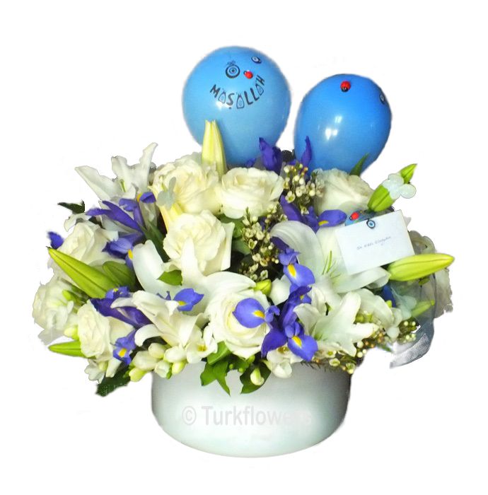 Arreglo floral para bebé niño - Product image