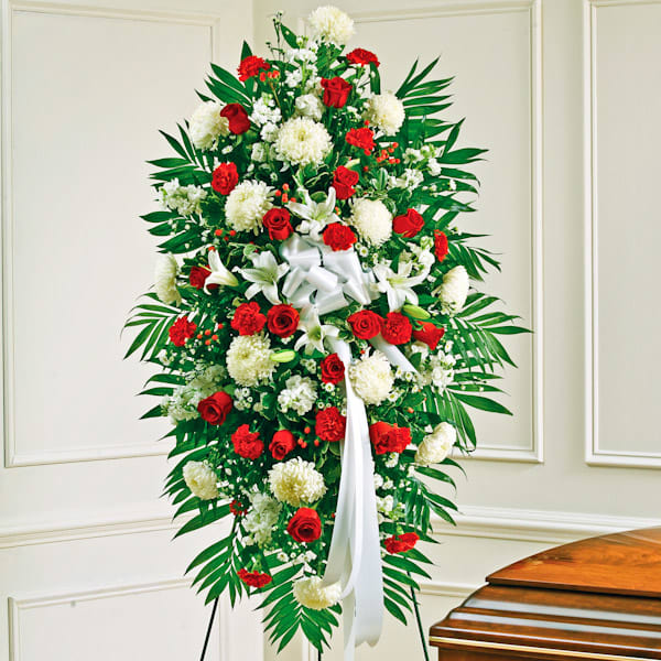 Spray de condolencias rojo y blanco - Product image