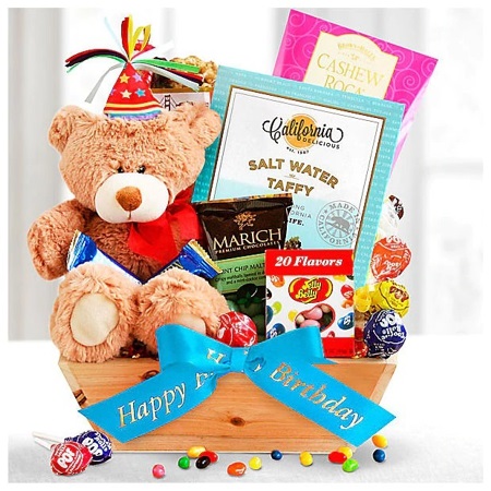 Happy Birthday Teddy & Treats Gift Basket - Product image
