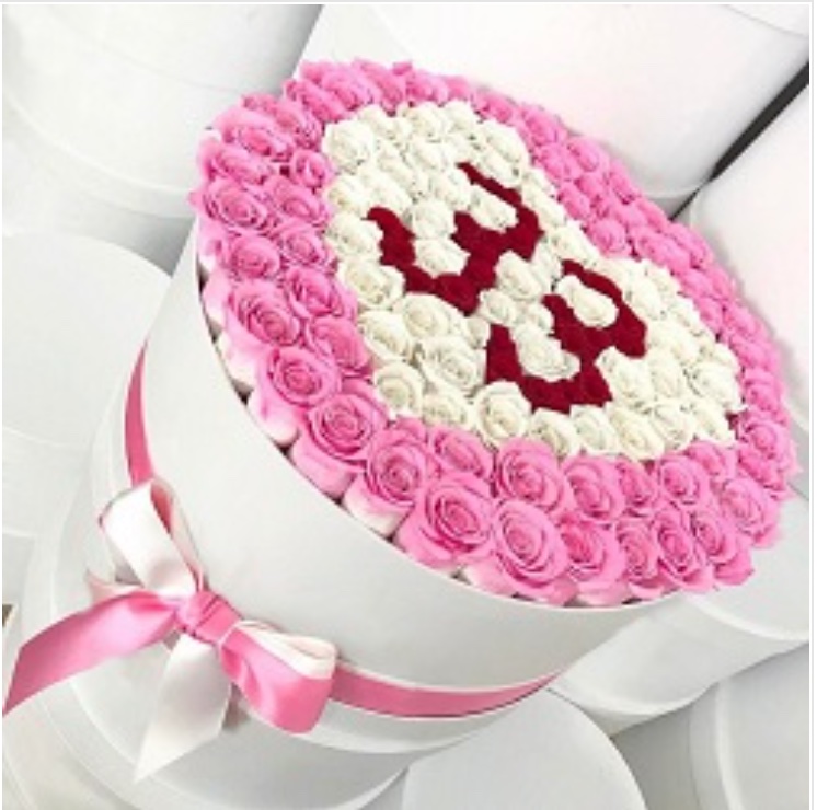 Personalized Number Heart Box with Roses - Product image