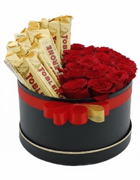 Caja de Delicias de Rosas Rojas y Toblerone - Product image