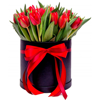 21 tulipanes rojos en caja - Product image