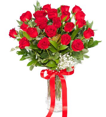 21 rosas rojas locales en jarrón - Product image