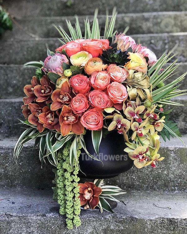 Luxury Orchid & Ranunculus Arrangement - Product image