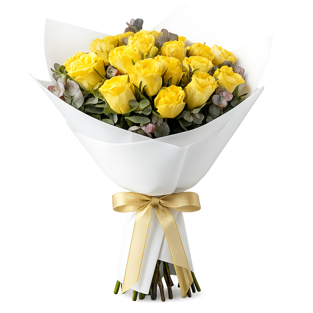 Golden Happiness – 21 Yellow Roses Bouquet - Product image