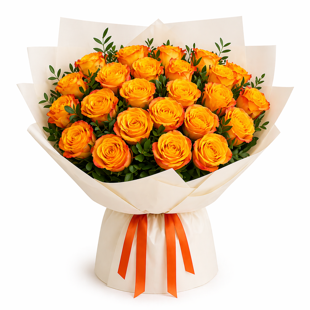 Sunset Glow – 21 Orange Roses Bouquet - Product image
