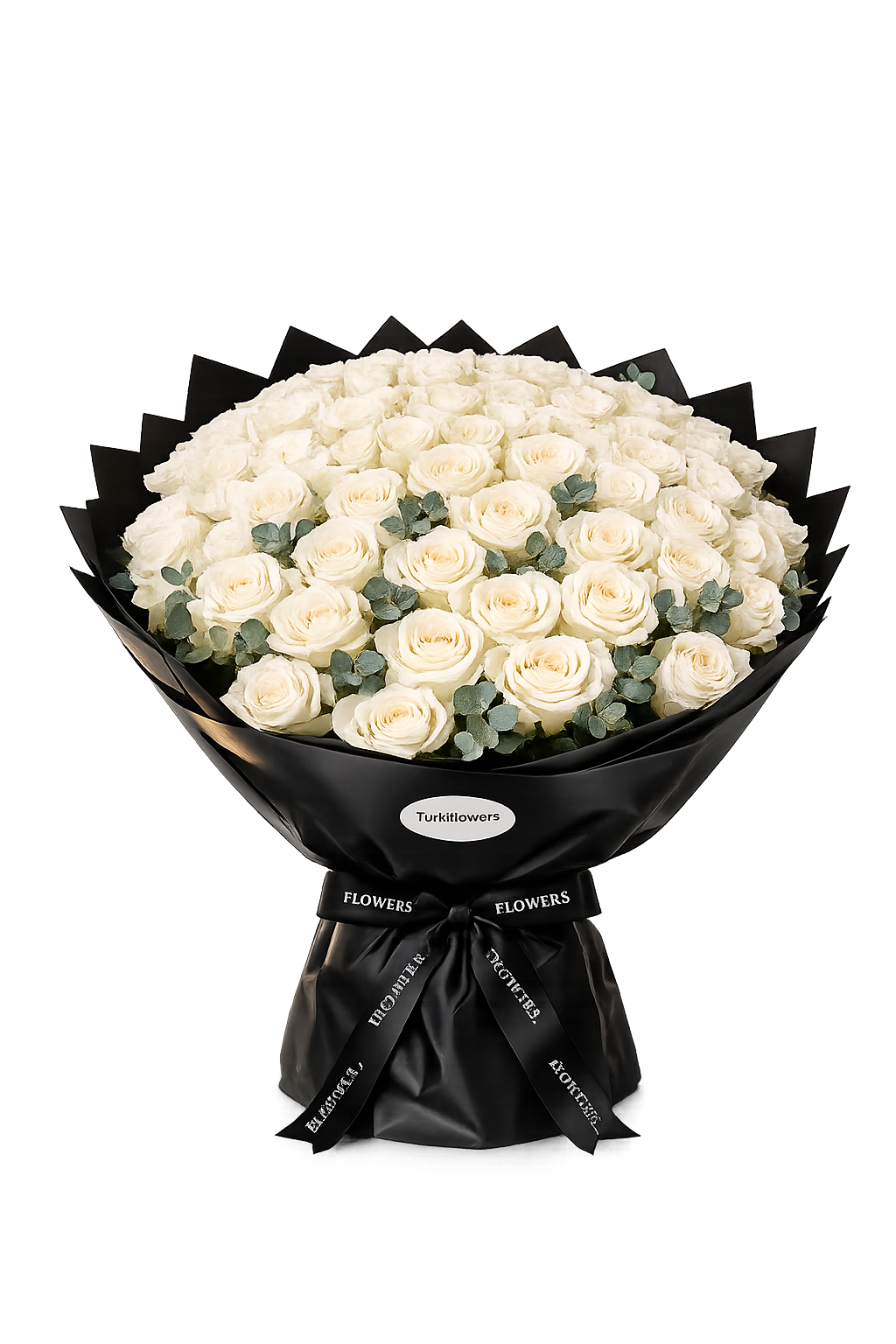 White Roses Bouquet in Black Wrap - Gallery image