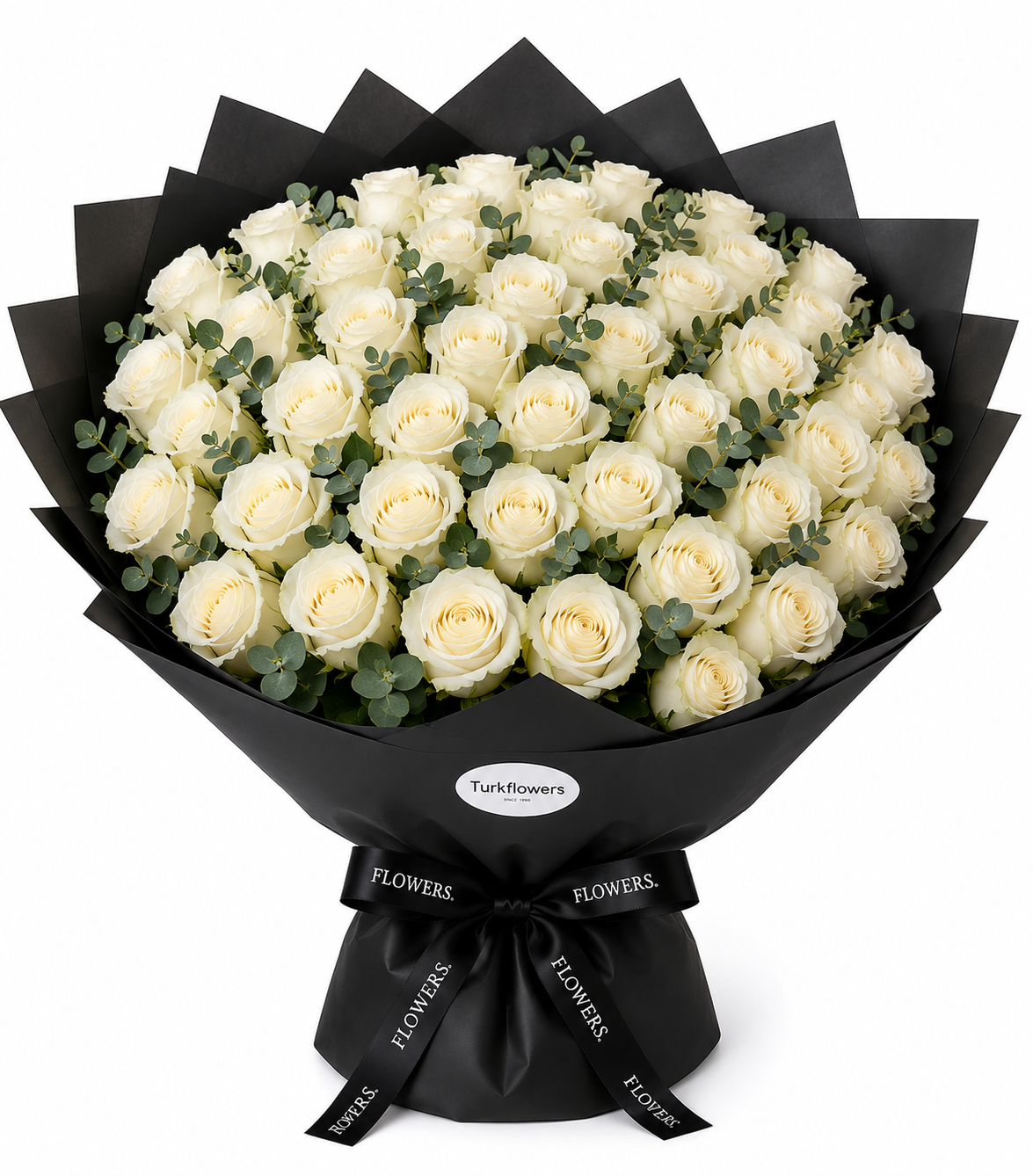 White Roses Bouquet in Black Wrap - Gallery image