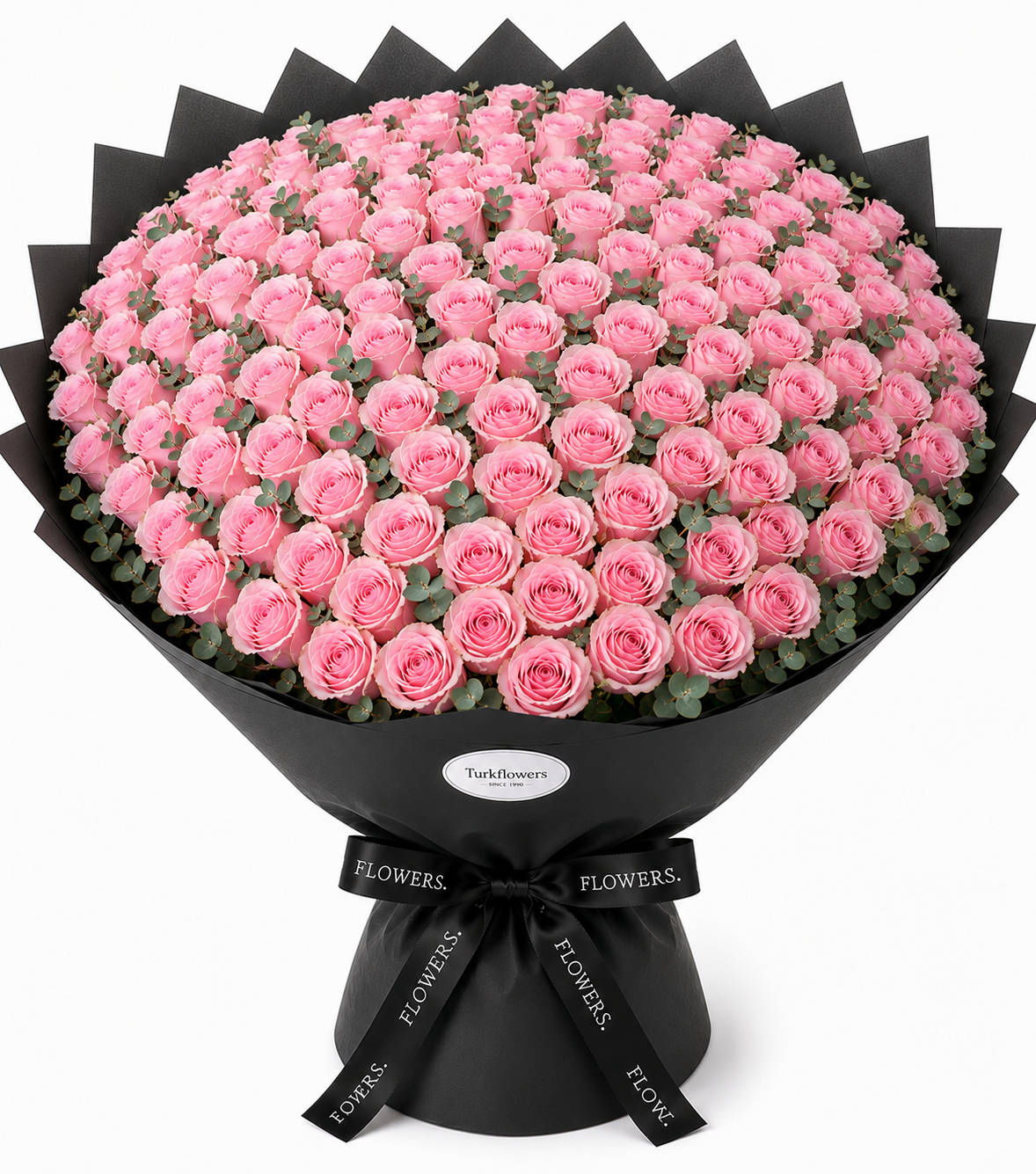 Pink Roses Bouquet in Black Wrap - Gallery image