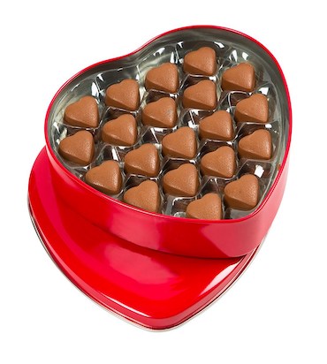 Heart chocolate in box