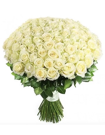 101 White Roses Bouquet - Birthday Flowers - Burdur