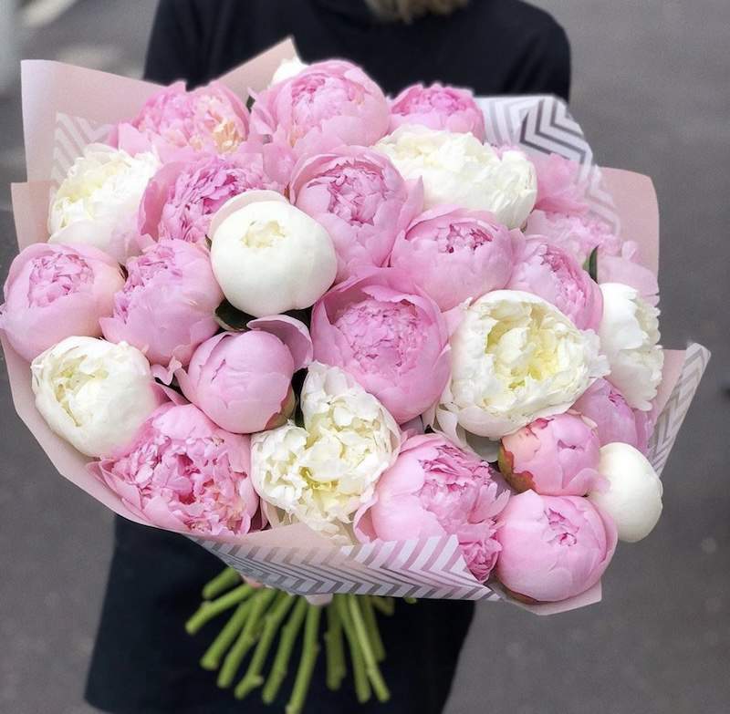 25 Pink and White Peonies Bouquet - Birthday Flowers - Burdur