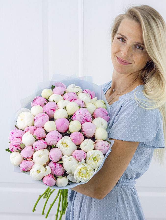 51 pink and White peony - Birthday Flowers - Burdur