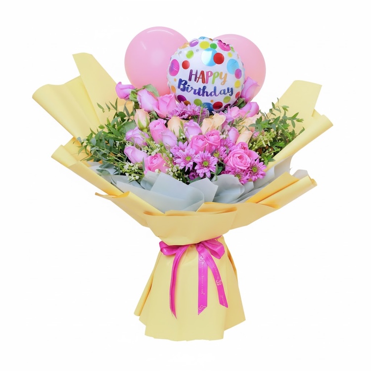 Happy Birthday Pink Flower Bouquet - Birthday Flowers - Burdur