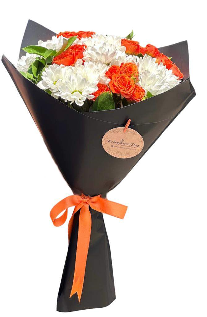 Daisy and Orange roses - izmir