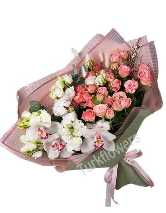 orchid-and-pink-roses