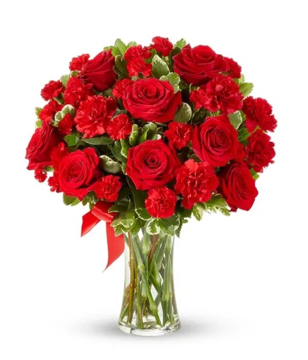 Red Roses & Carnations Vase - Flower delivery in Turkey