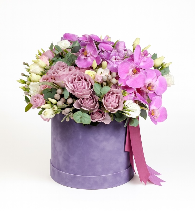 Luxury Purple Hat Box - Flower delivery in Turkey