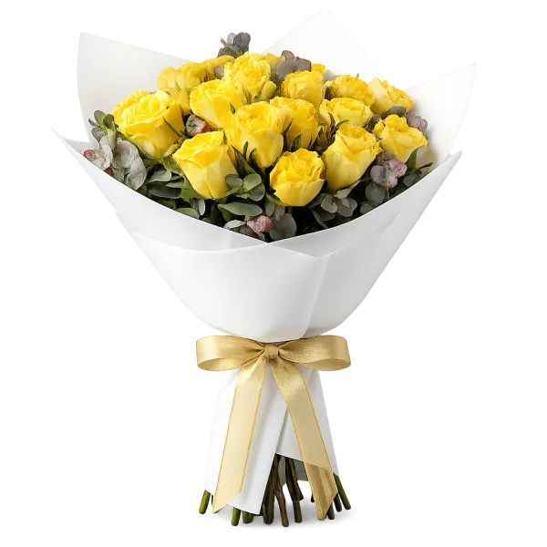 Golden Happiness – 21 Yellow Roses Bouquet - Flower delivery in Turkey