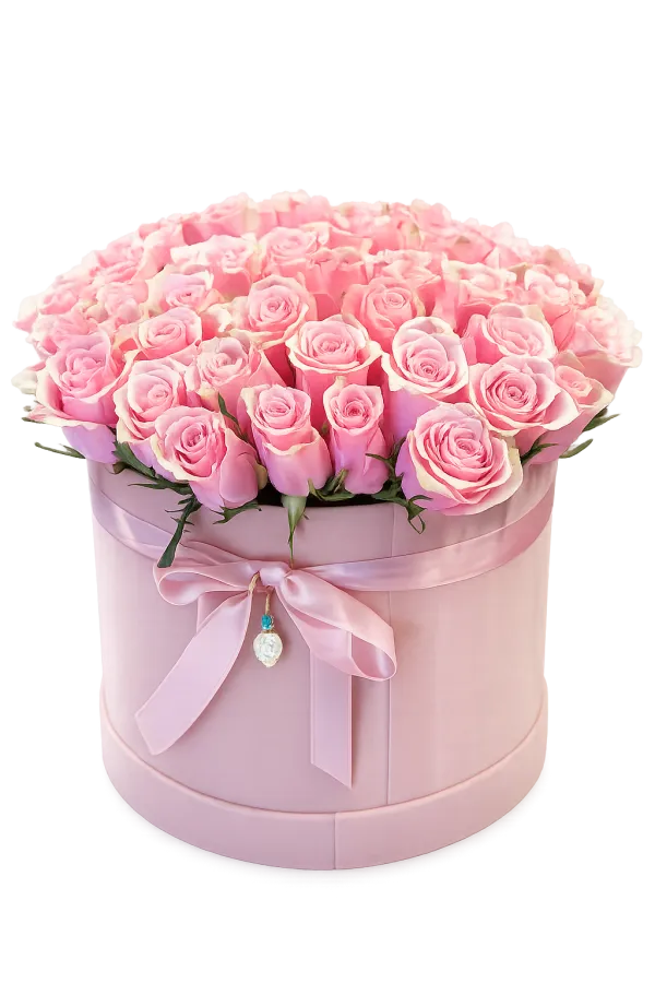Luxury Blush – 51 Pink Roses in a Box - Flower delivery in Turkey