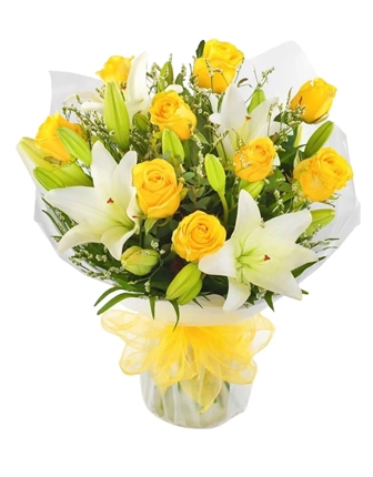 yellow-roses-&-lily